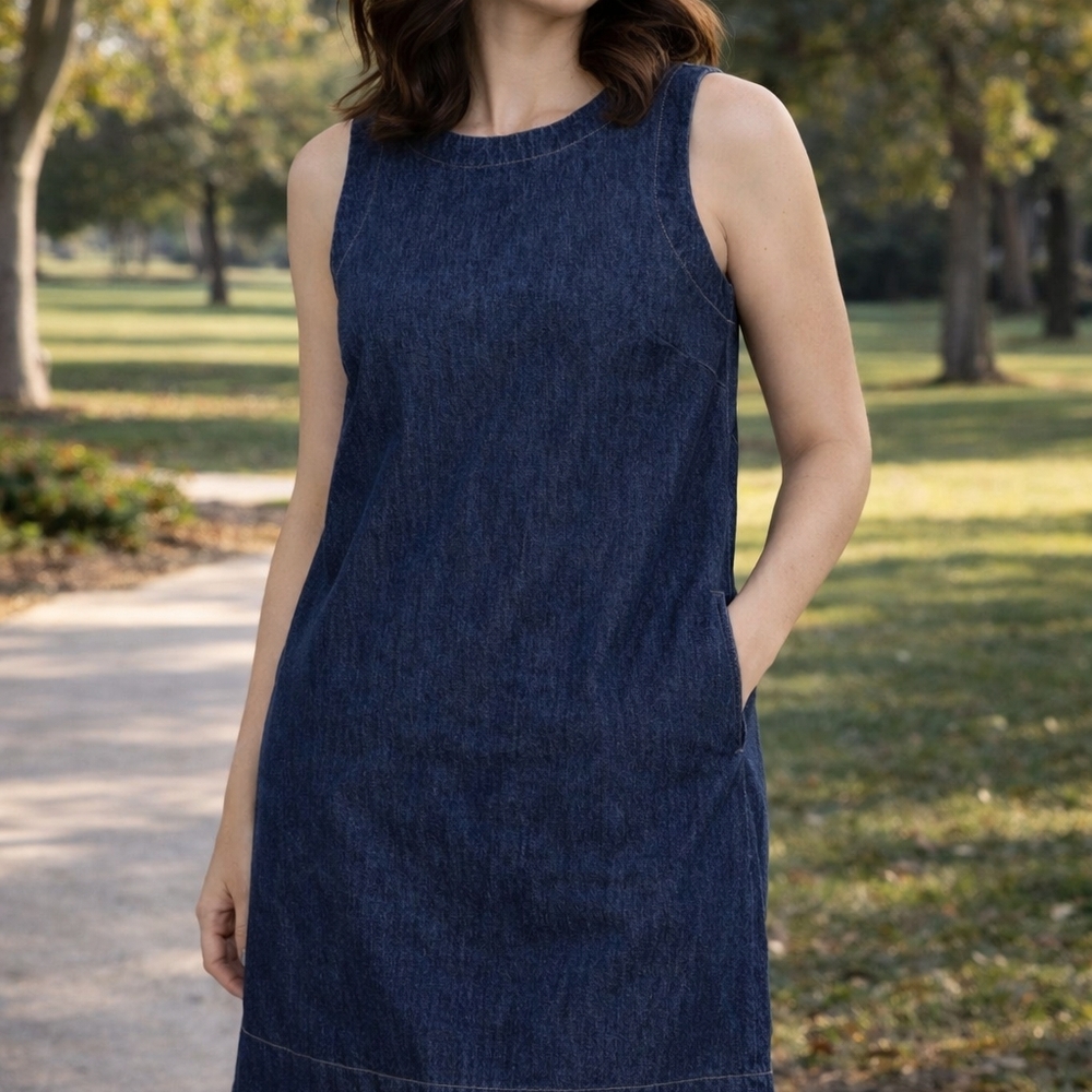 Banana Republic Denim Shift Dress XXS Petite Sleeveless Dark Wash
